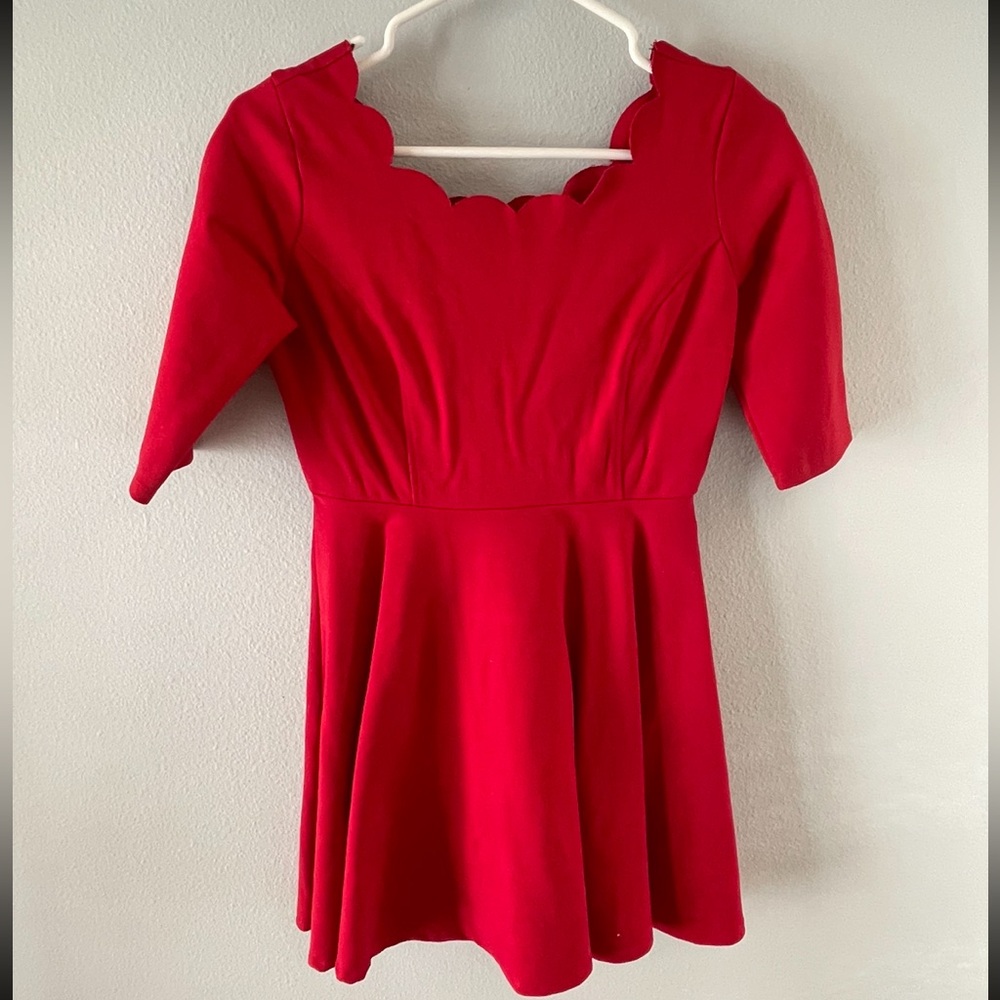 Lulus red scalloped mini dress M
